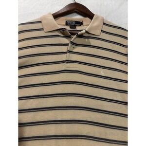 Vintage Polo Ralph Lauren Shirt Men's Large‎ Ivory Blue Striped Short Sleeve